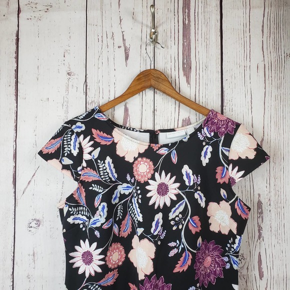 New York & Company Dresses & Skirts - New York and Company Dress Womens Size Large Floral Short Sleeve Black NWT